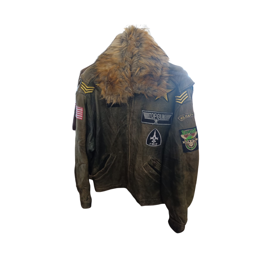 Vintage Lambskin Bomber Jacket - Size S/M