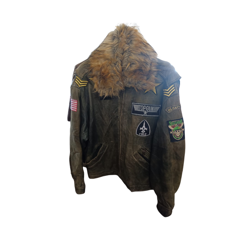 Vintage Lambskin Bomber Jacket - Size S/M
