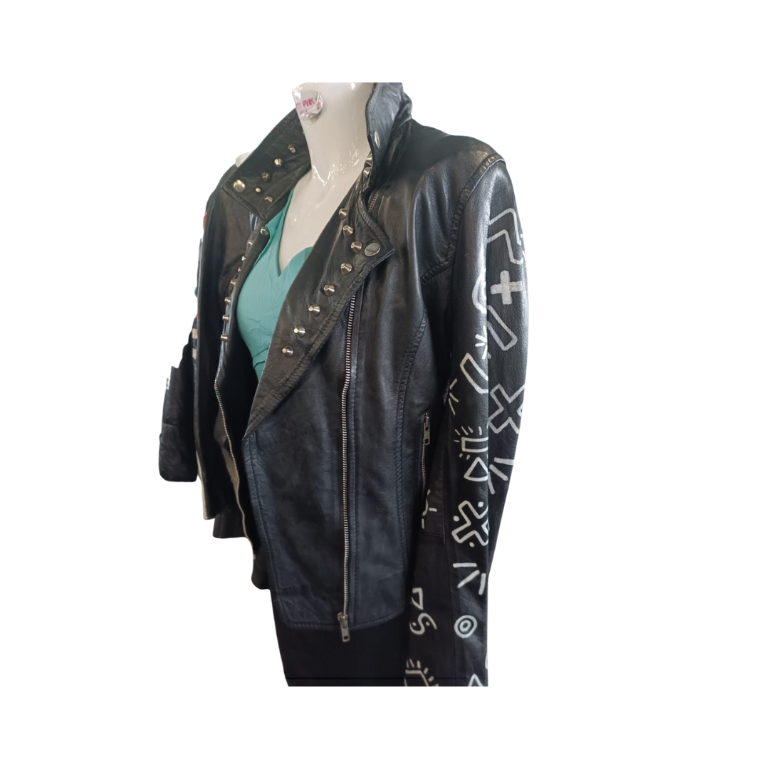 Custom Made Lambskin Leather Jacket by SA Artist (Size: M)
