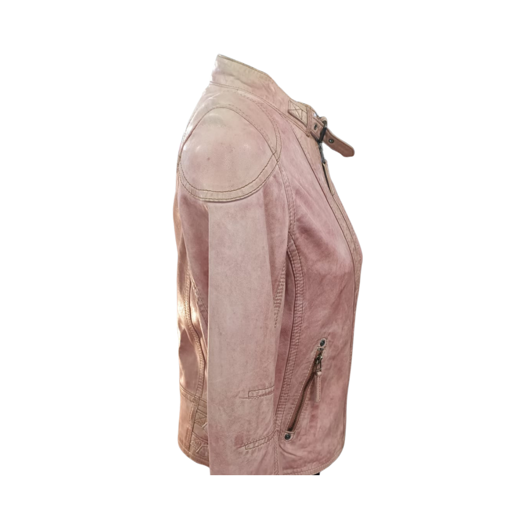 Genuine Lambskin Leather Jacket – Neutral Tan, Size S/M