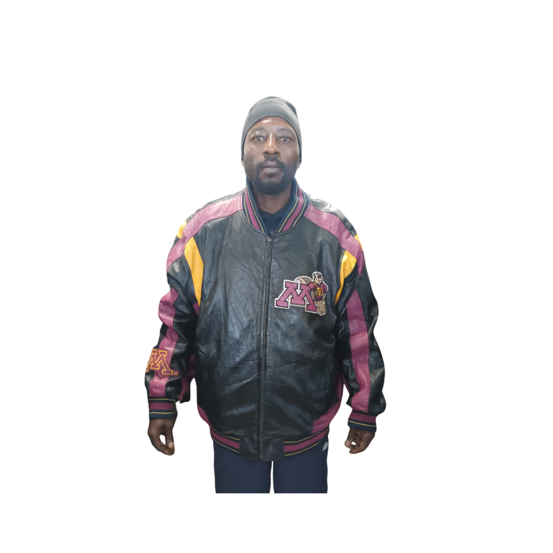 USA/Minnesota Leather Jacket - Custom Design - Size L