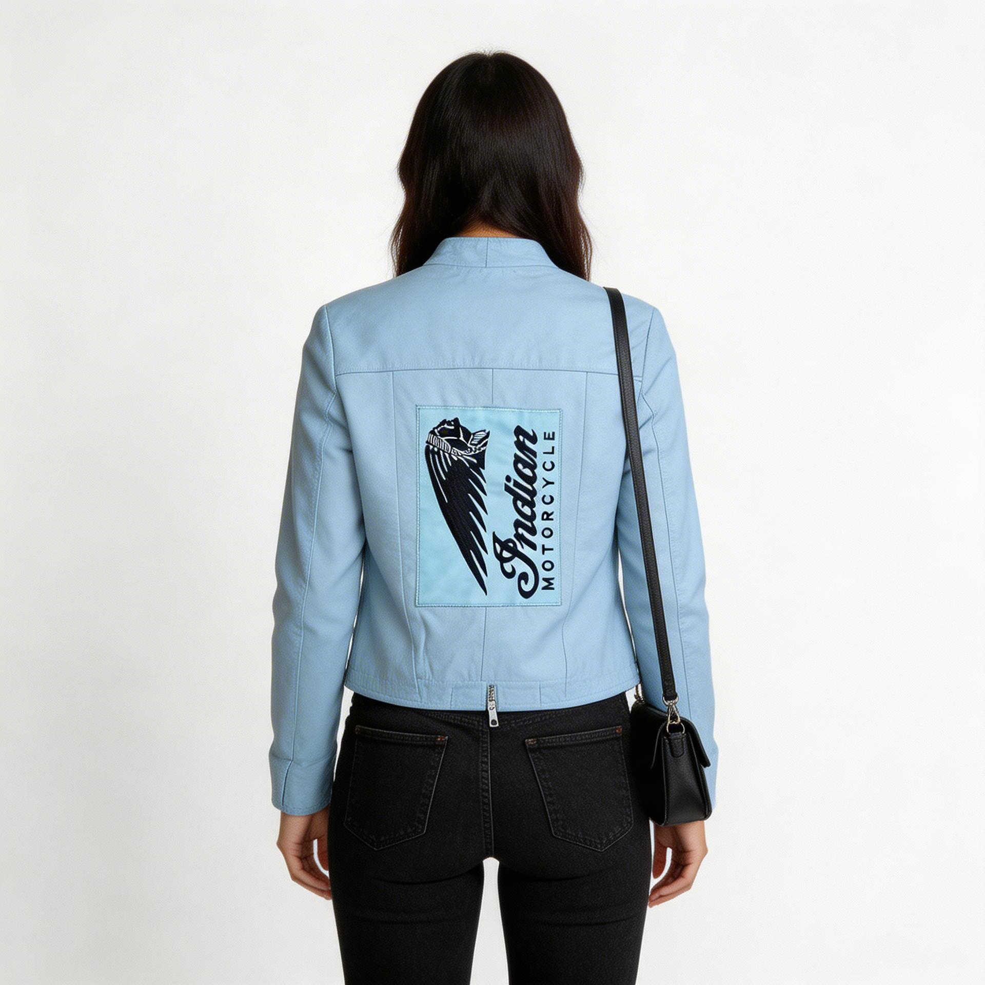 Ladies white leather jacket.