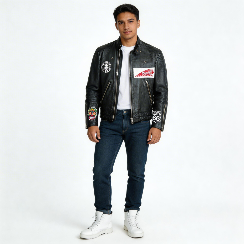 Black leather jacket for man.