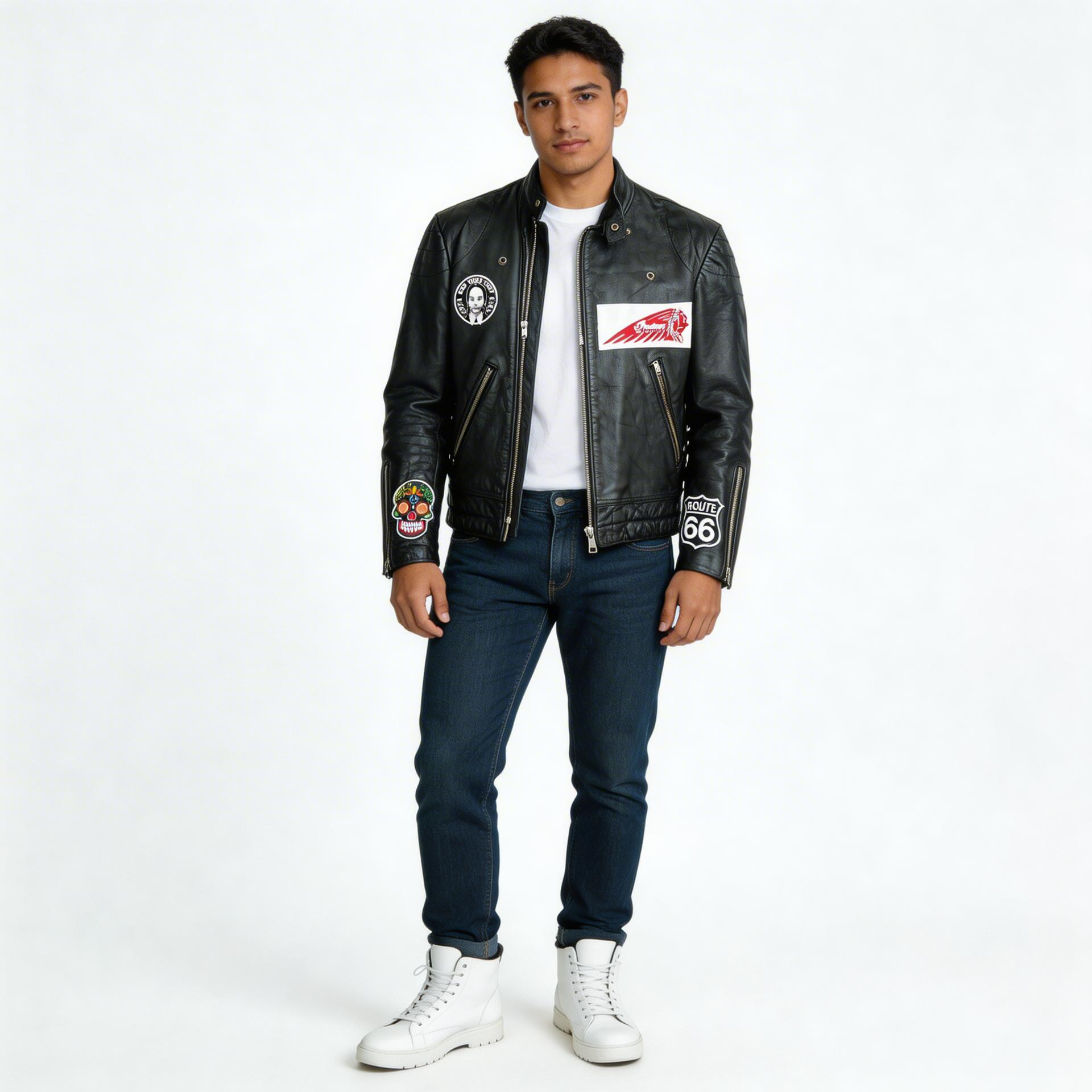Black leather jacket for man.