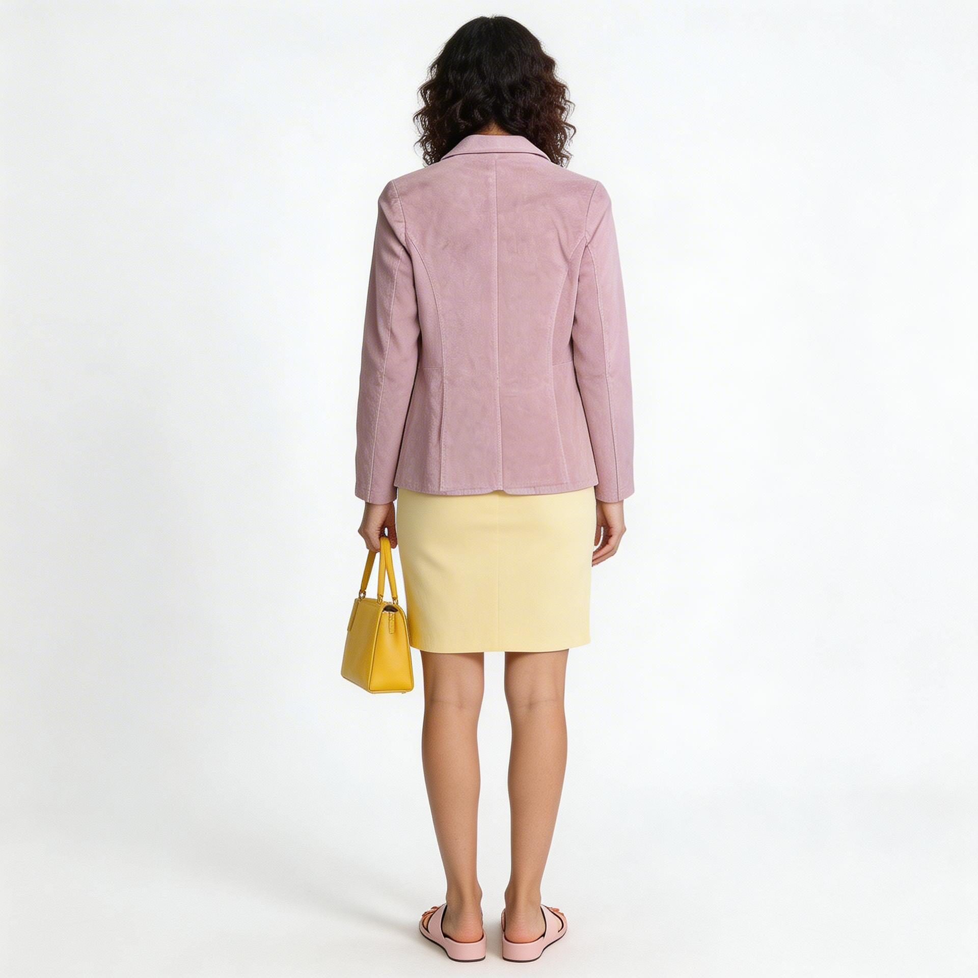 Ladies pink leather jacket.