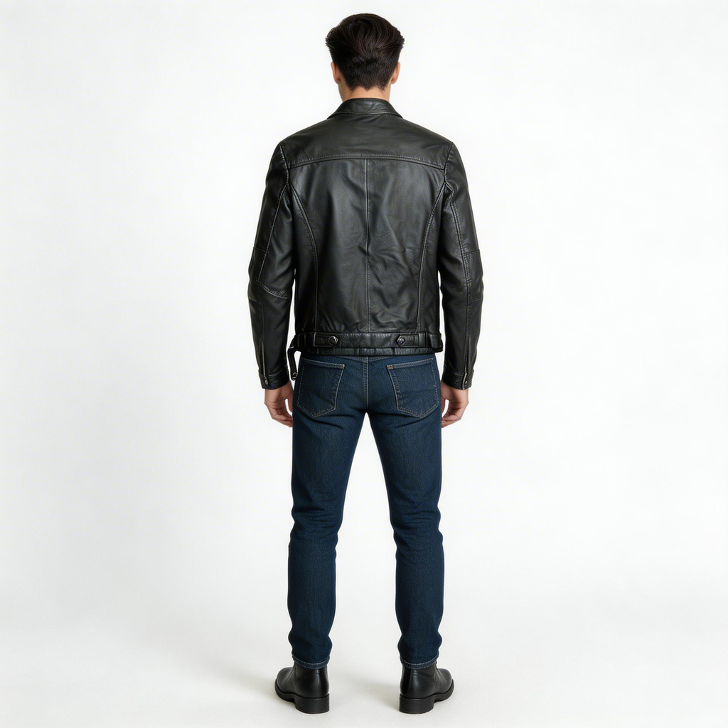 Black leather jacket for man.
