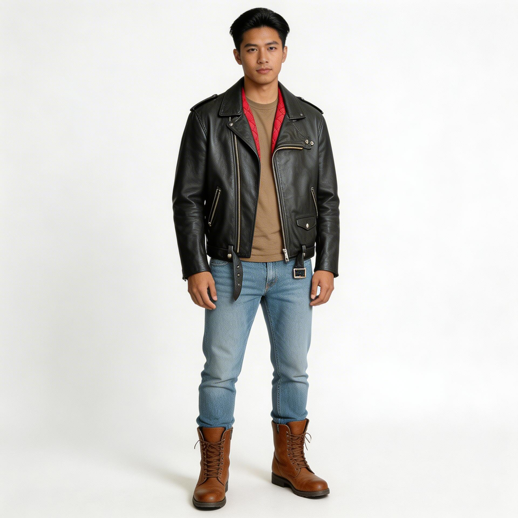 Black leather jacket for man.
