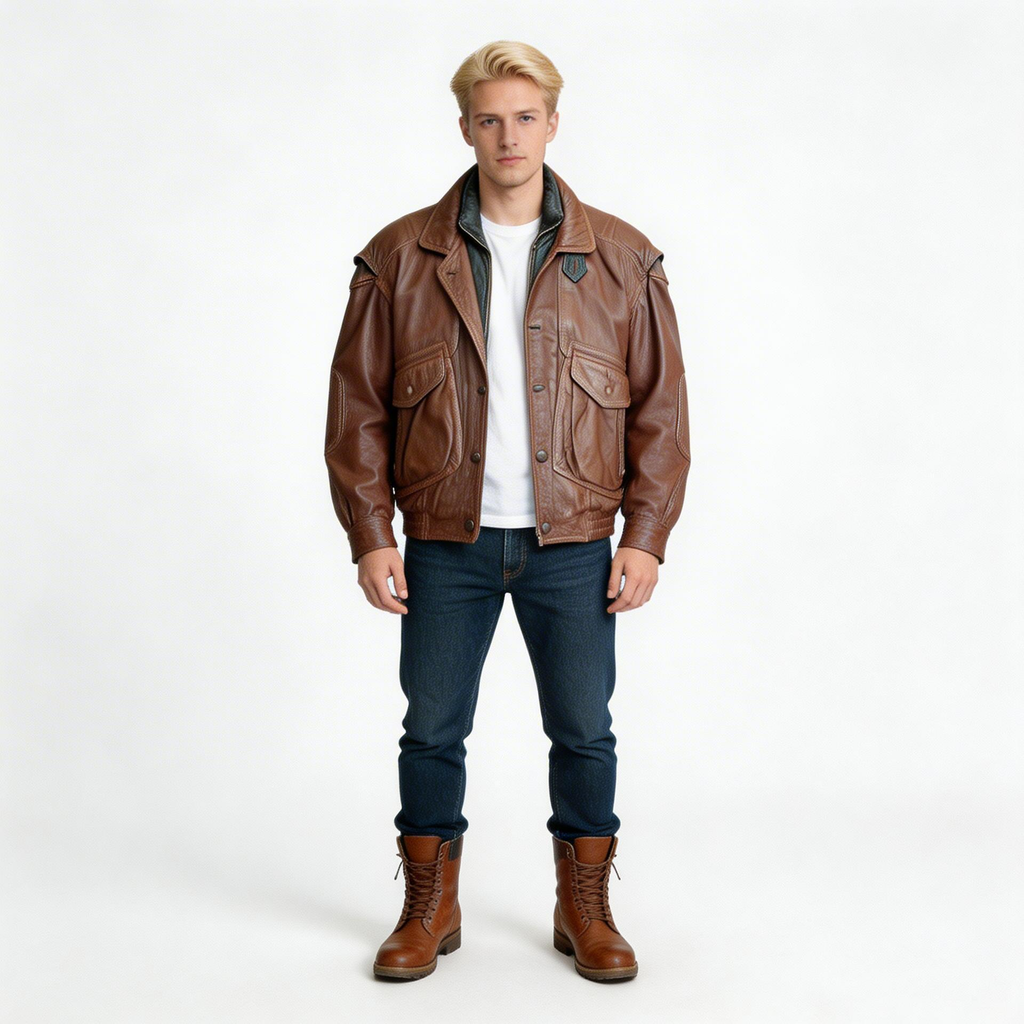 Brown leather jacket for man.