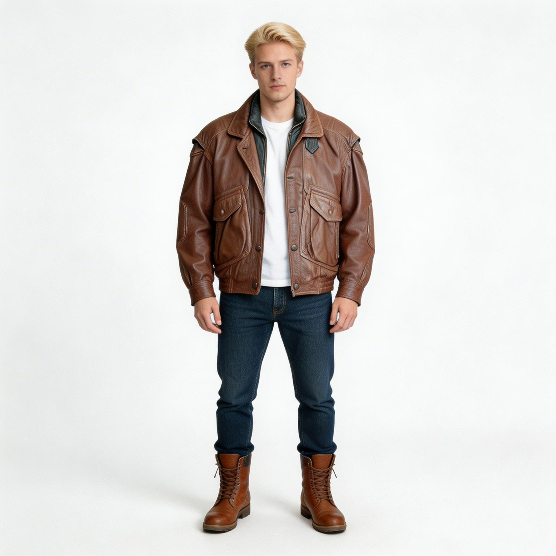 Brown leather jacket for man.