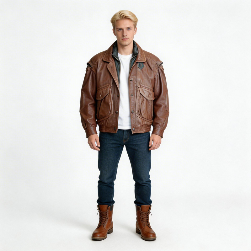 Brown leather jacket for man.