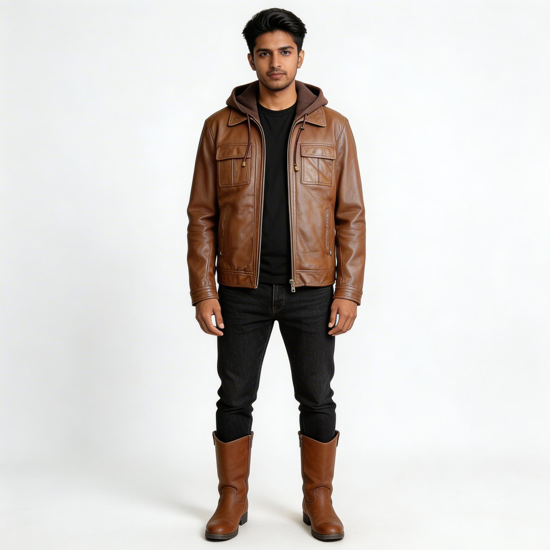 Brown leather jacket for man.