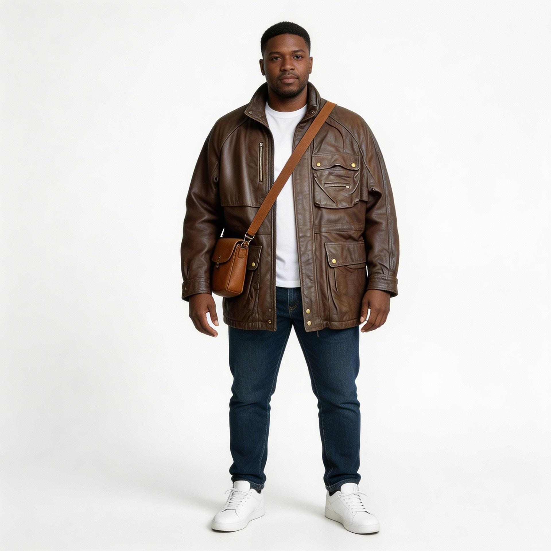 Brown leather jacket for man.