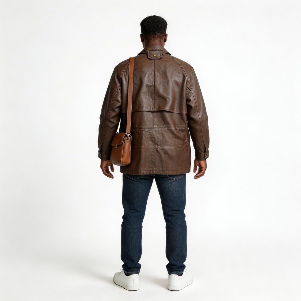 Brown leather jacket for man.