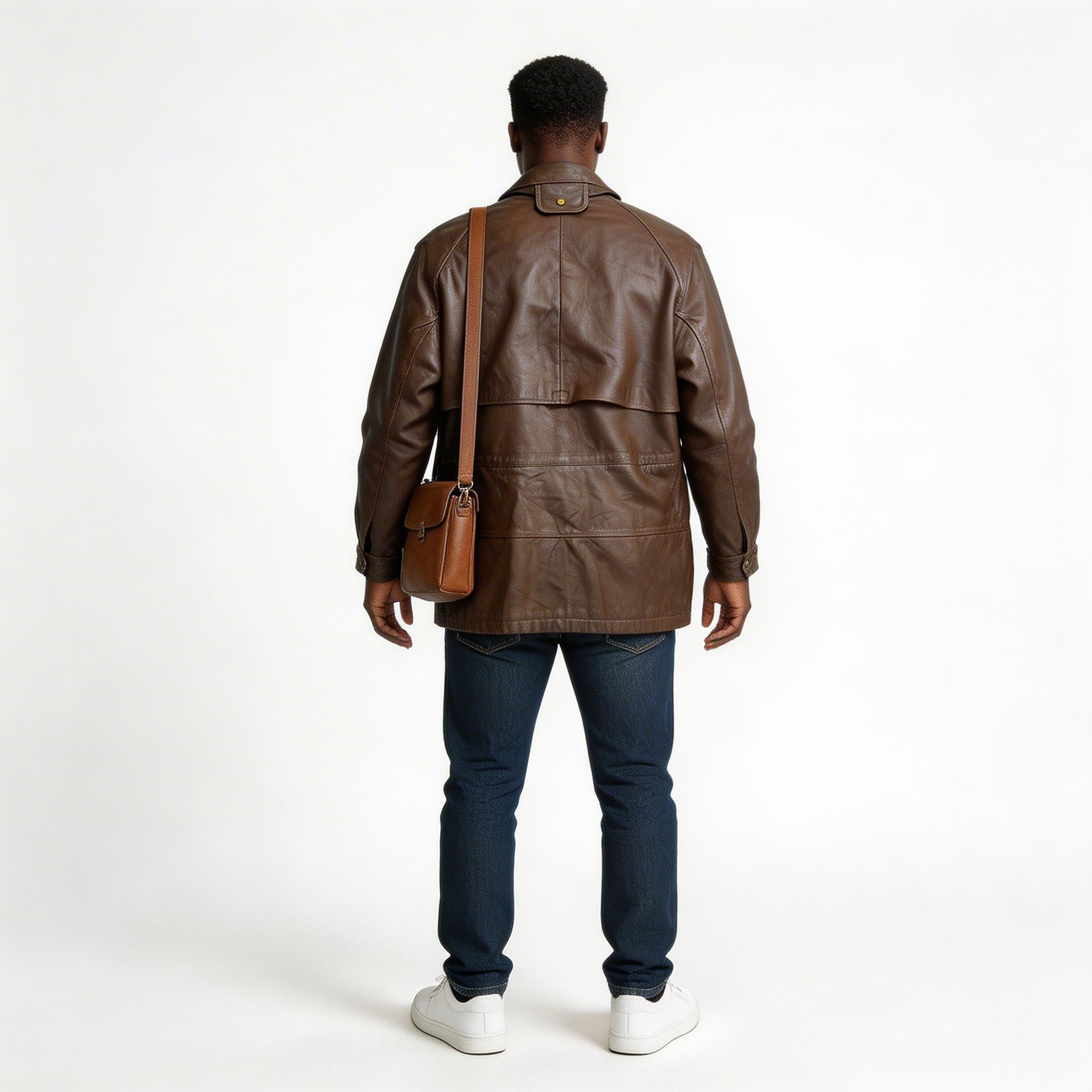 Brown leather jacket for man.