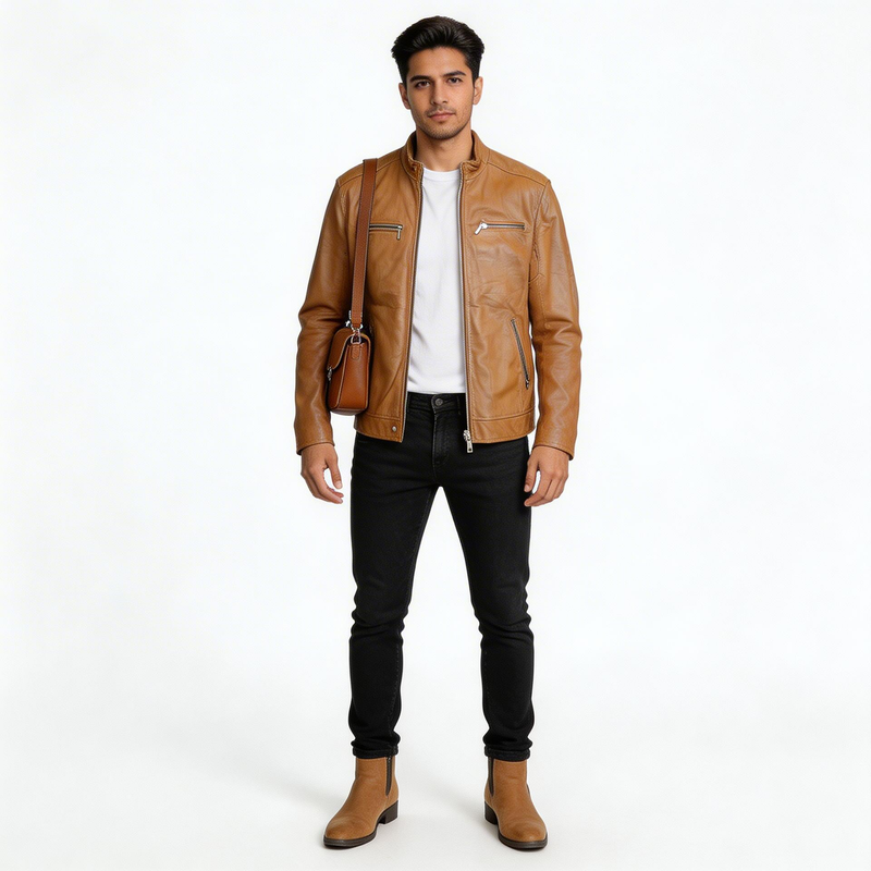 brown leather jacket for man.