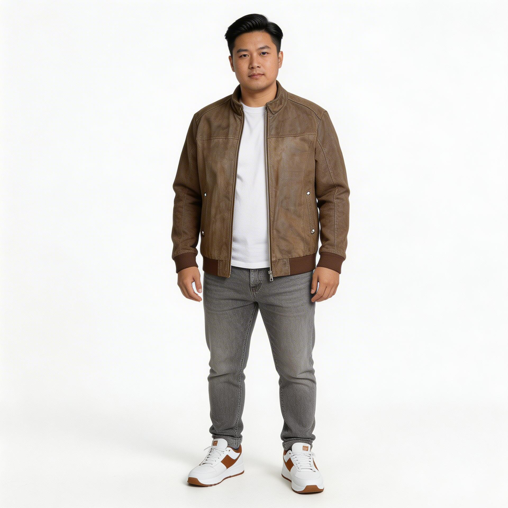 Brown leather jacket for man.