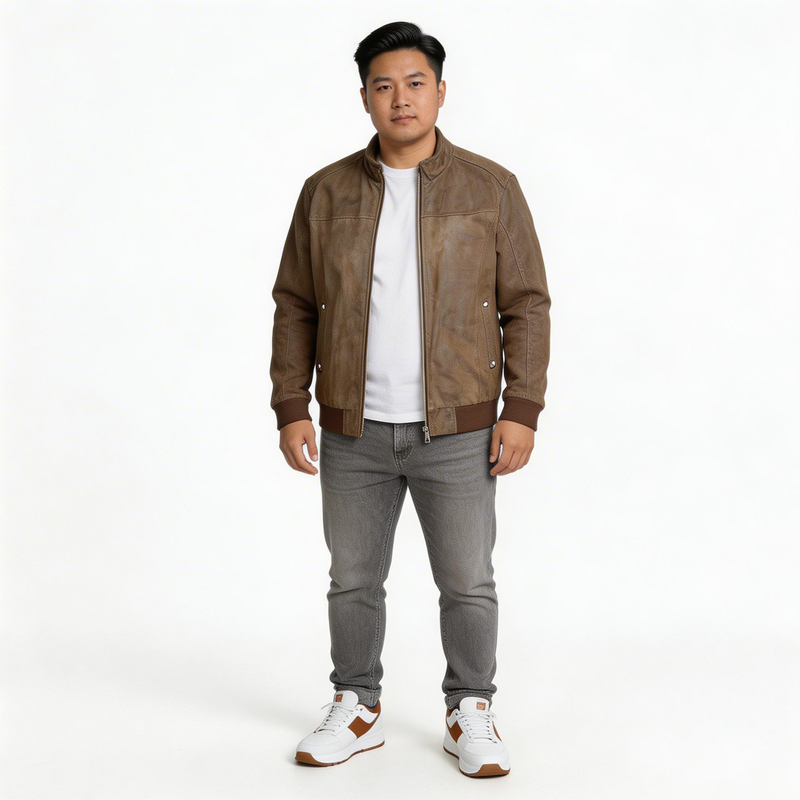 Brown leather jacket for man.