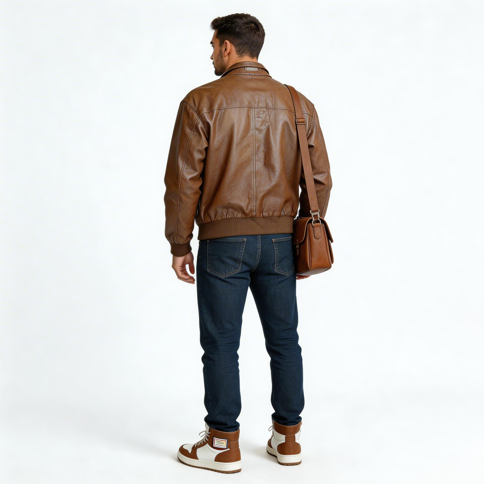 Brown leather jacket for man.