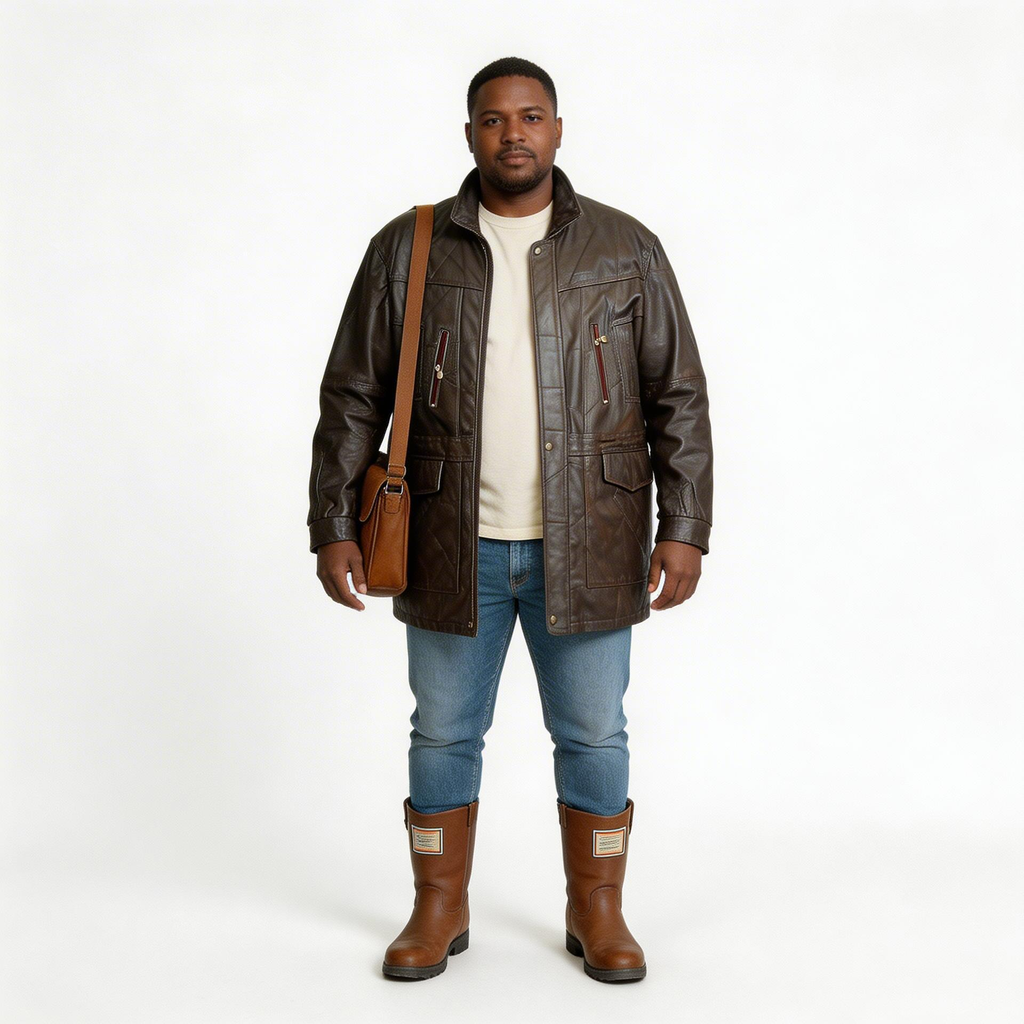 Brown leather jacket for man.
