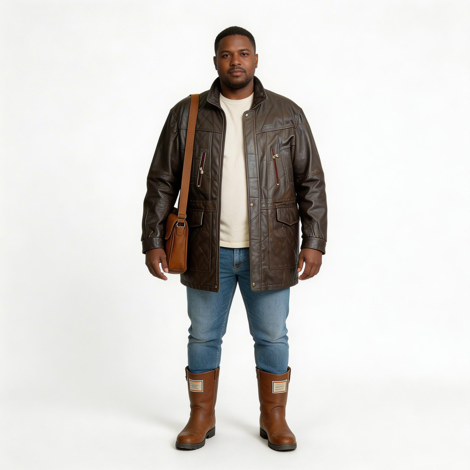 Brown leather jacket for man.