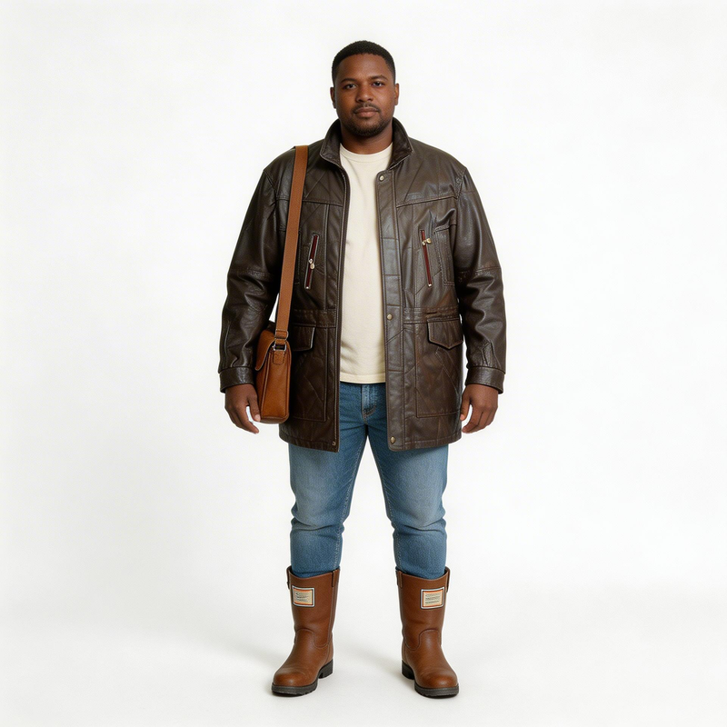 Brown leather jacket for man.