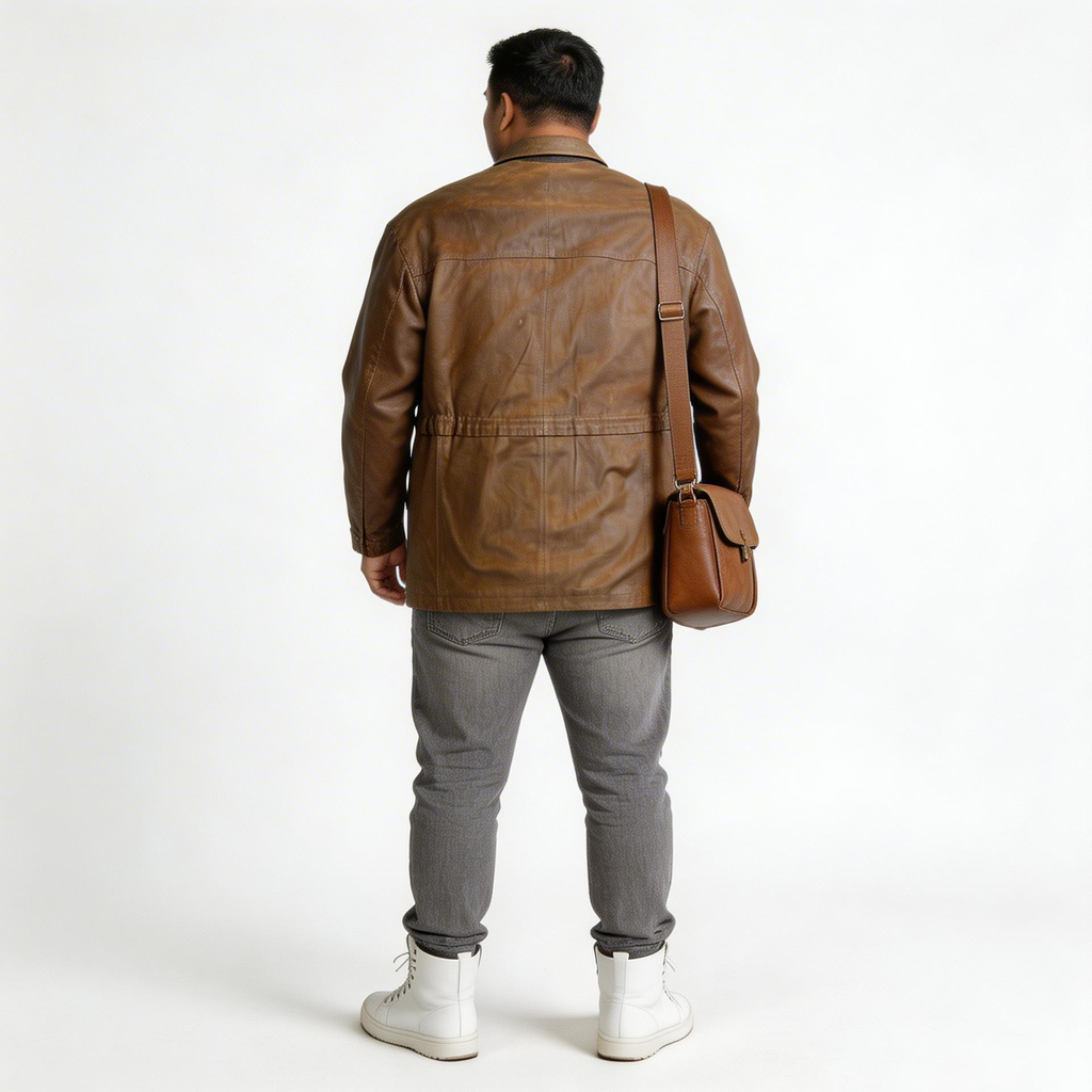 Macca greenish leather jacket for man.