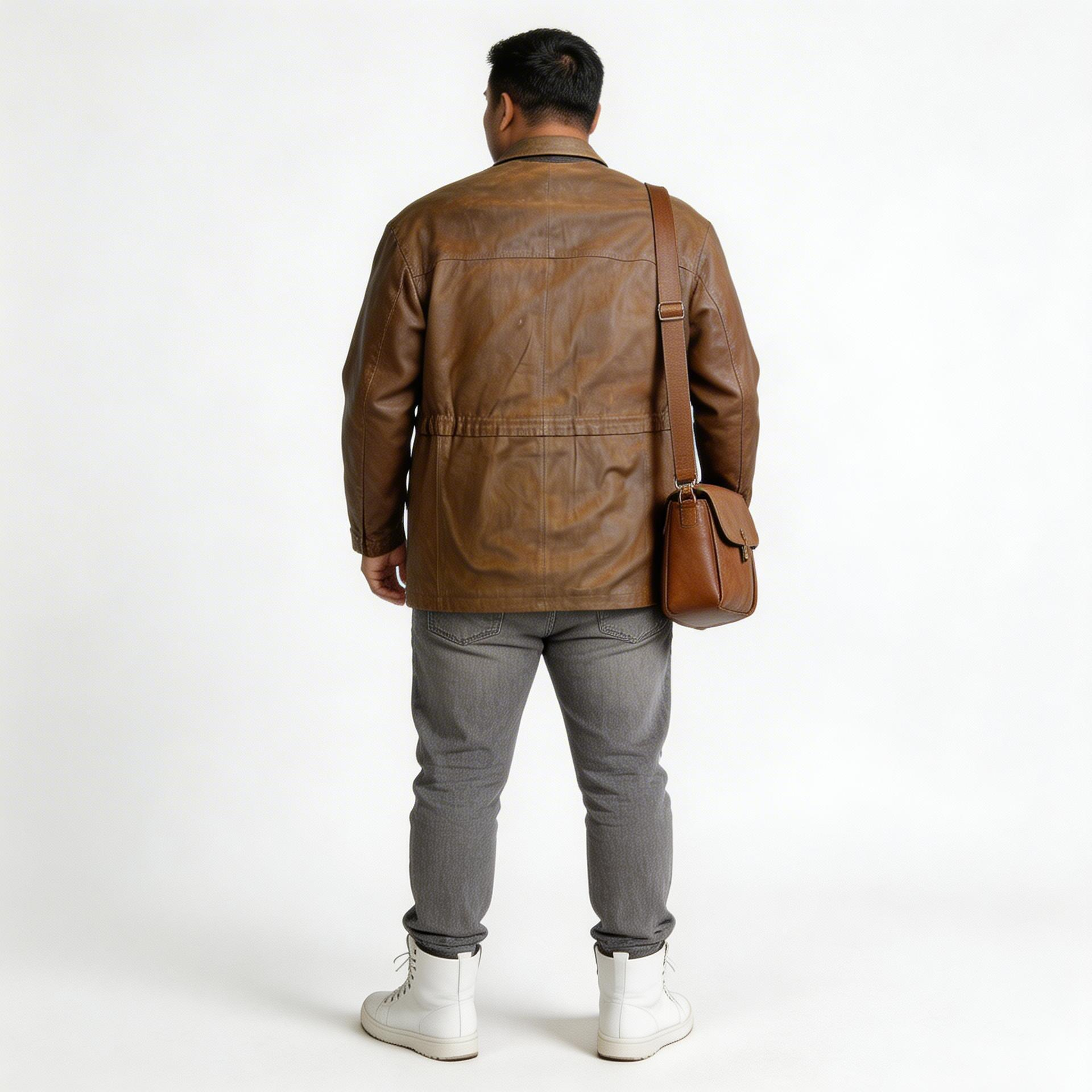 Macca greenish leather jacket for man.