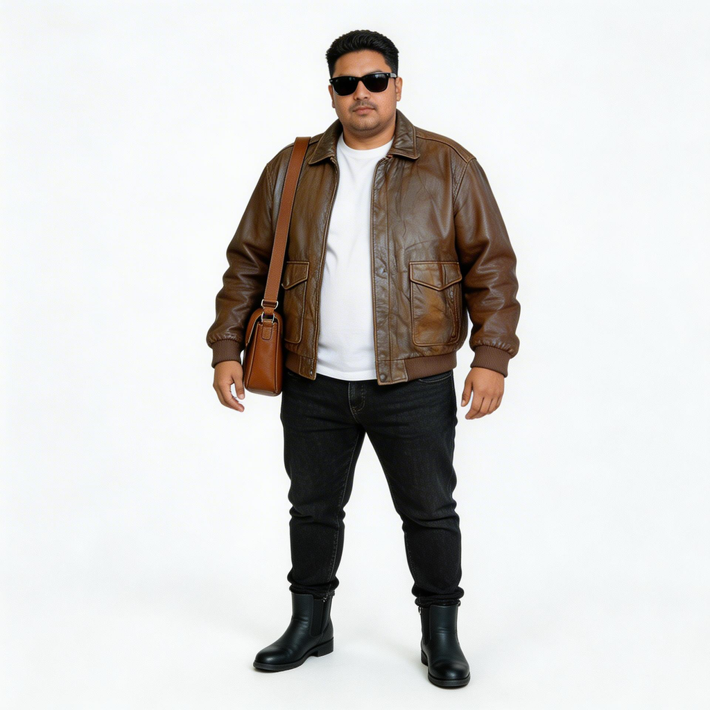 Brown leather jacket for man.
