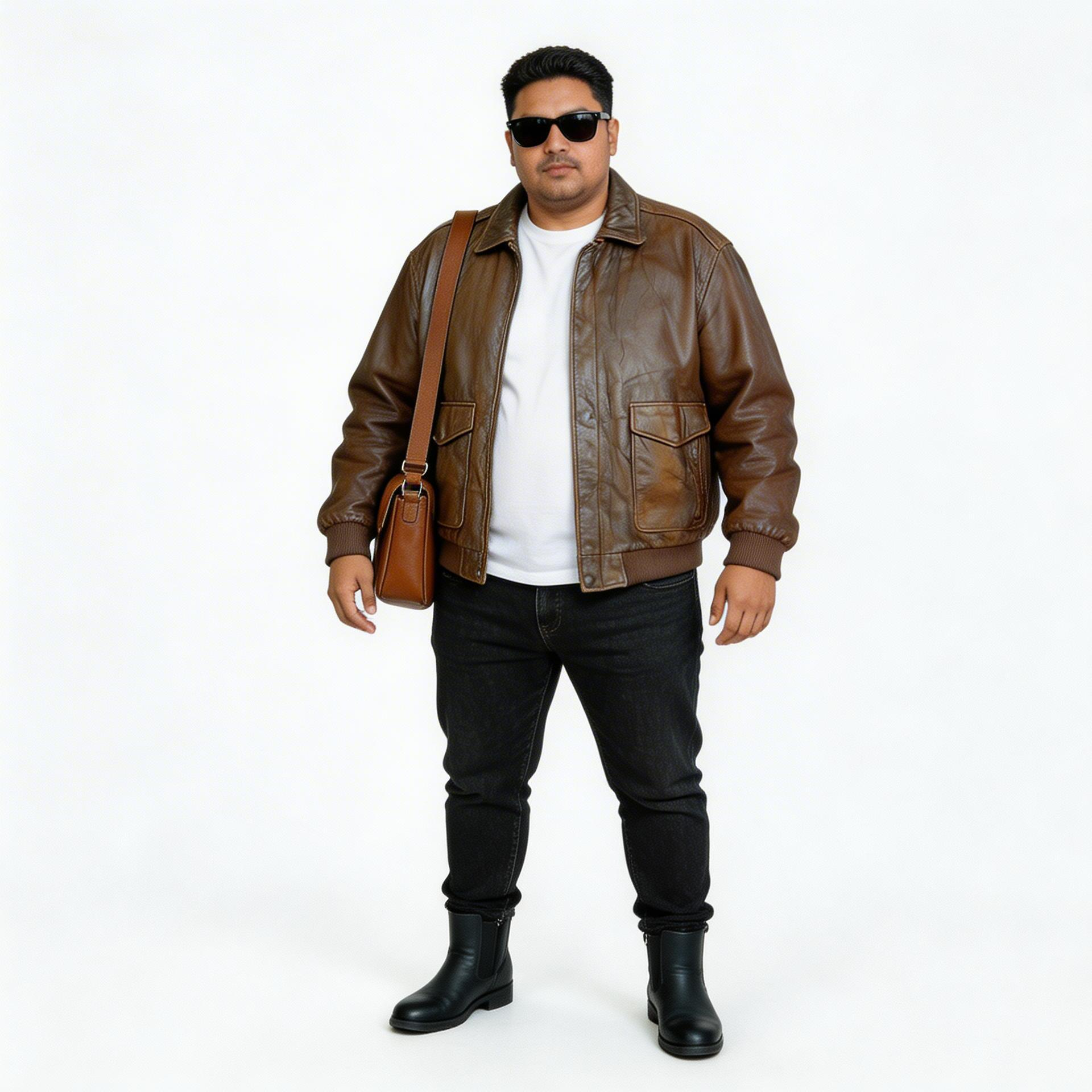 Brown leather jacket for man.