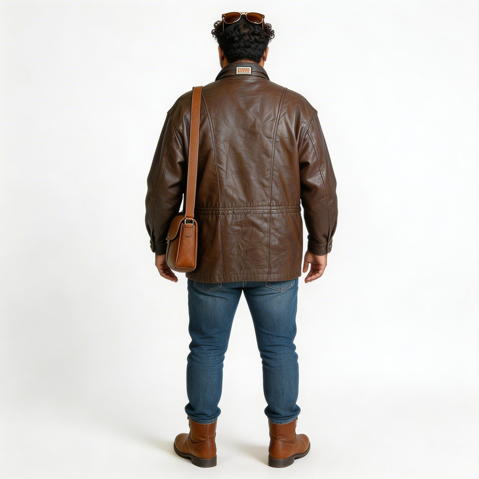 Dark brown leather jacket for man.
