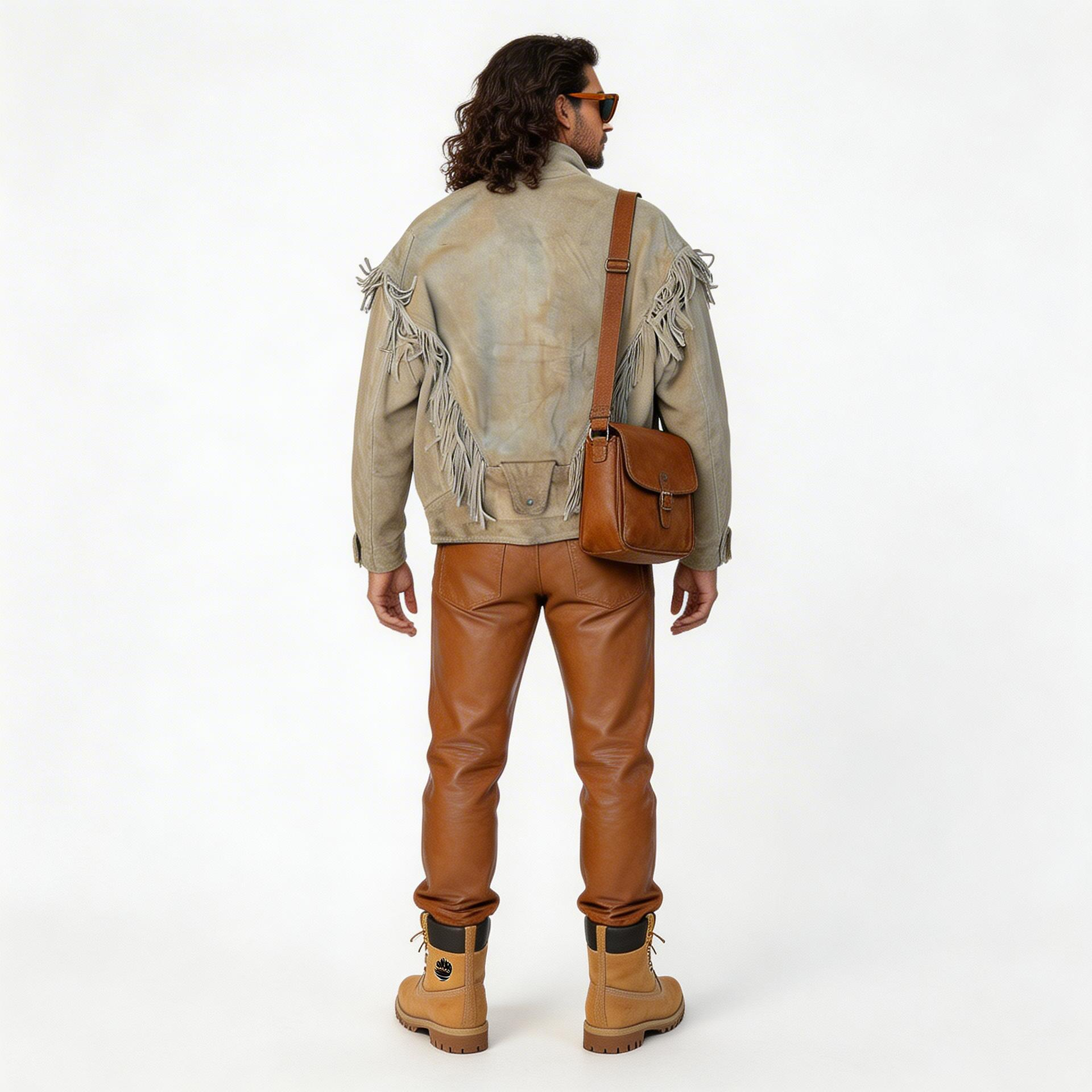 Light brown leather jacket for man.