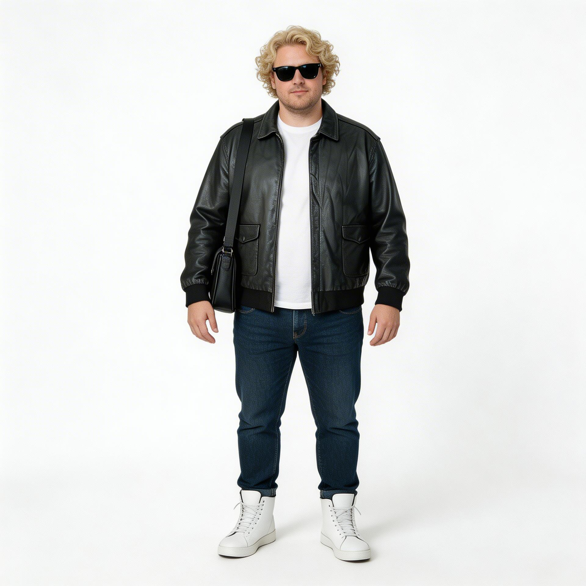Black leather jacket for man.