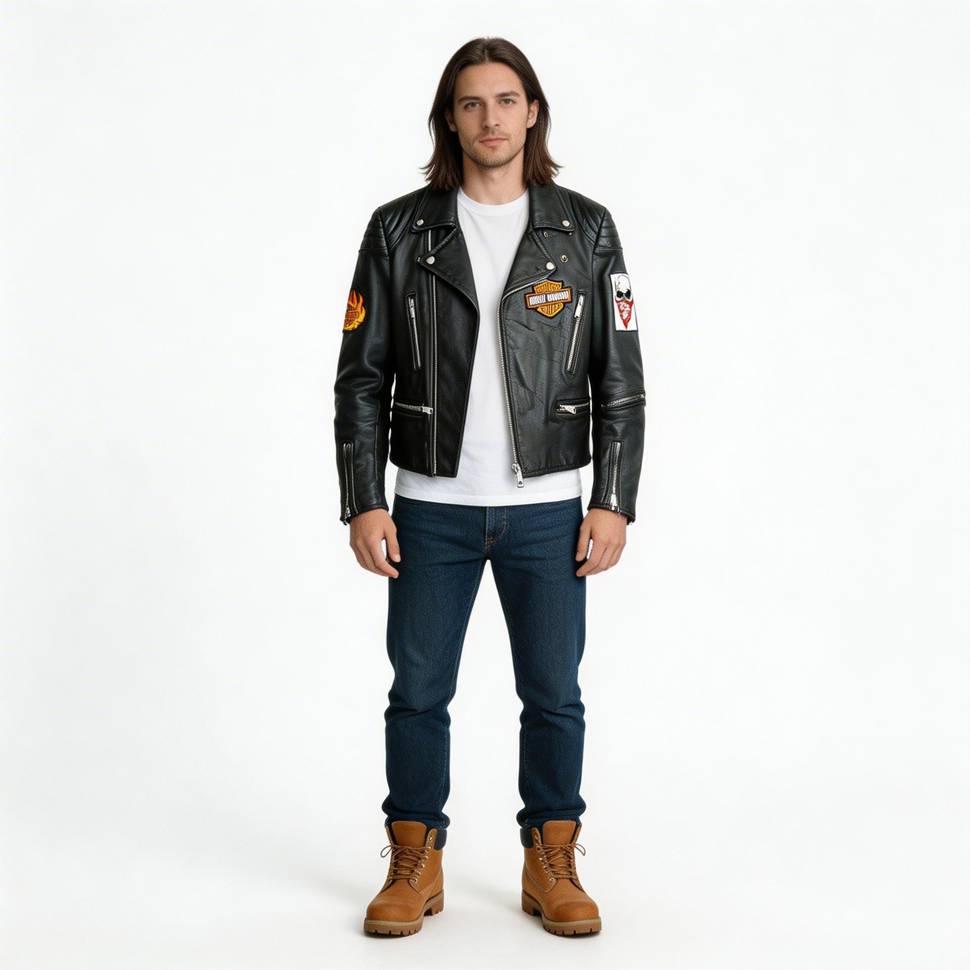 Black leather jacket for man.