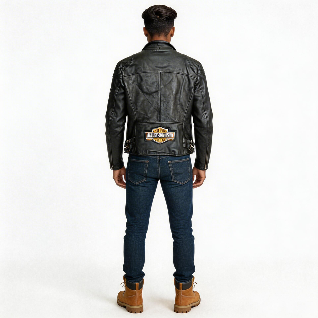 Black leather jacket for man.