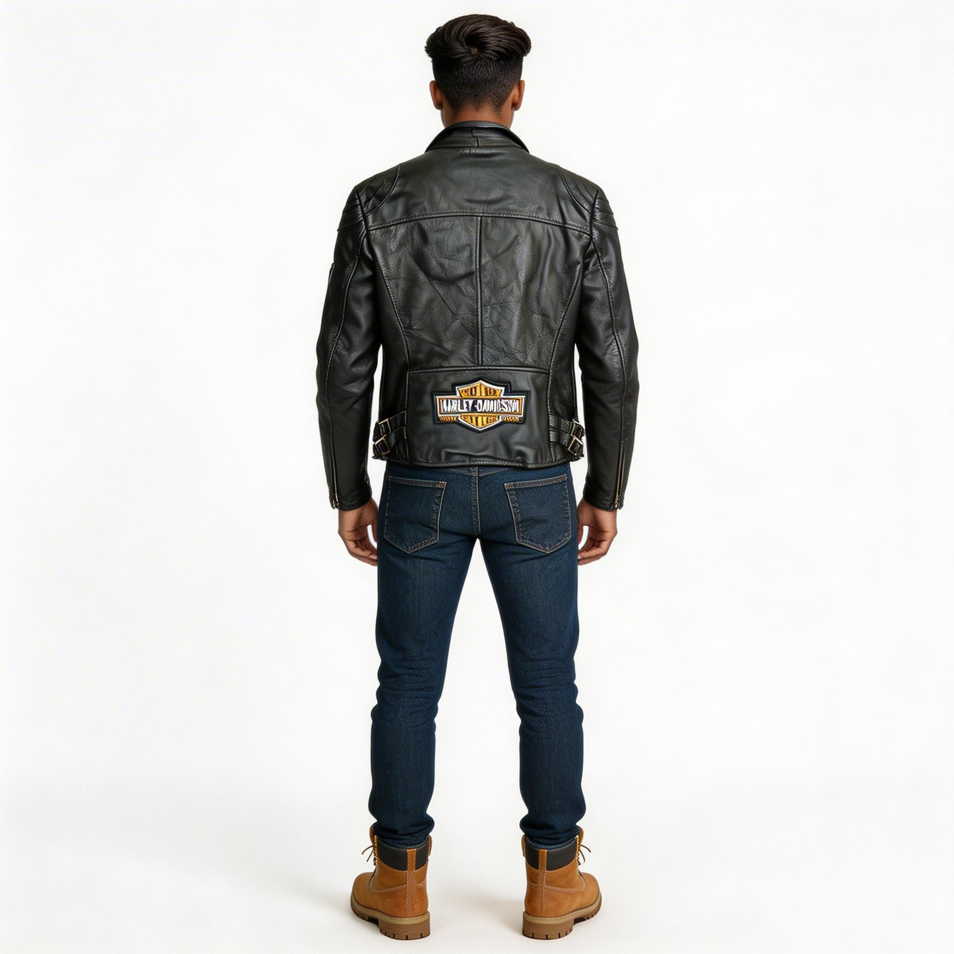 Black leather jacket for man.