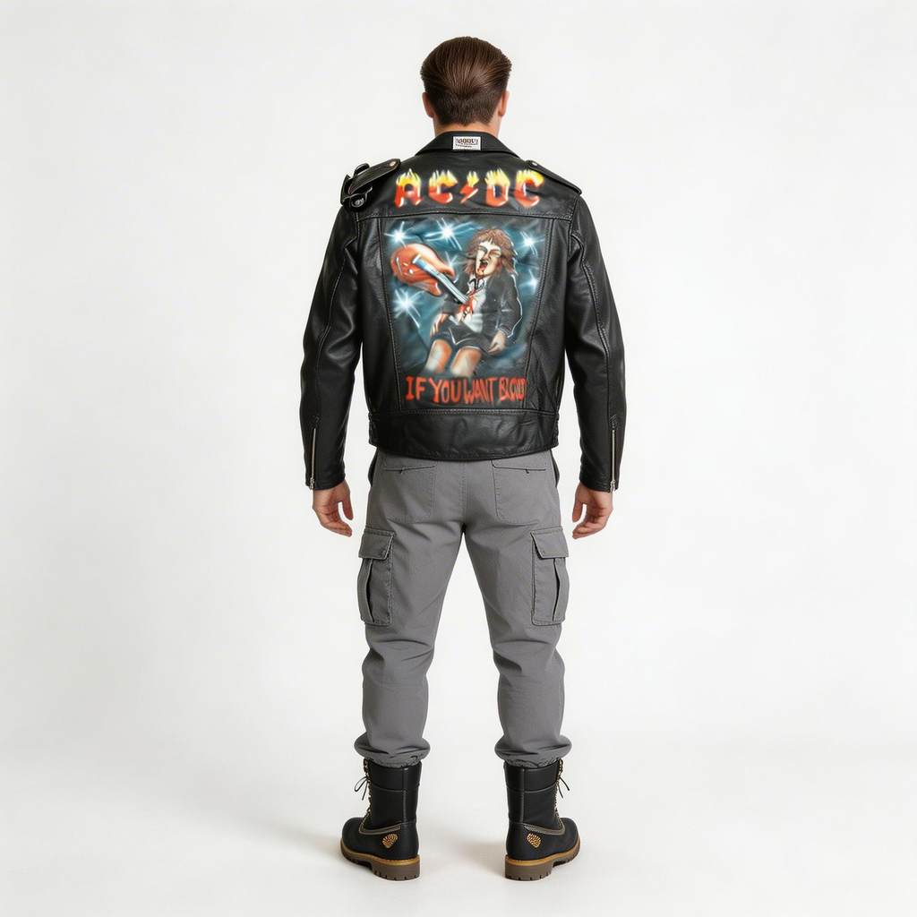 Black leather jacket for man.