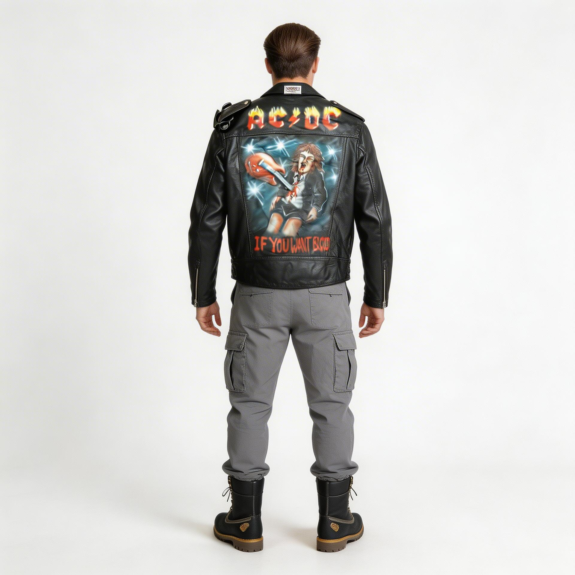 Black leather jacket for man.