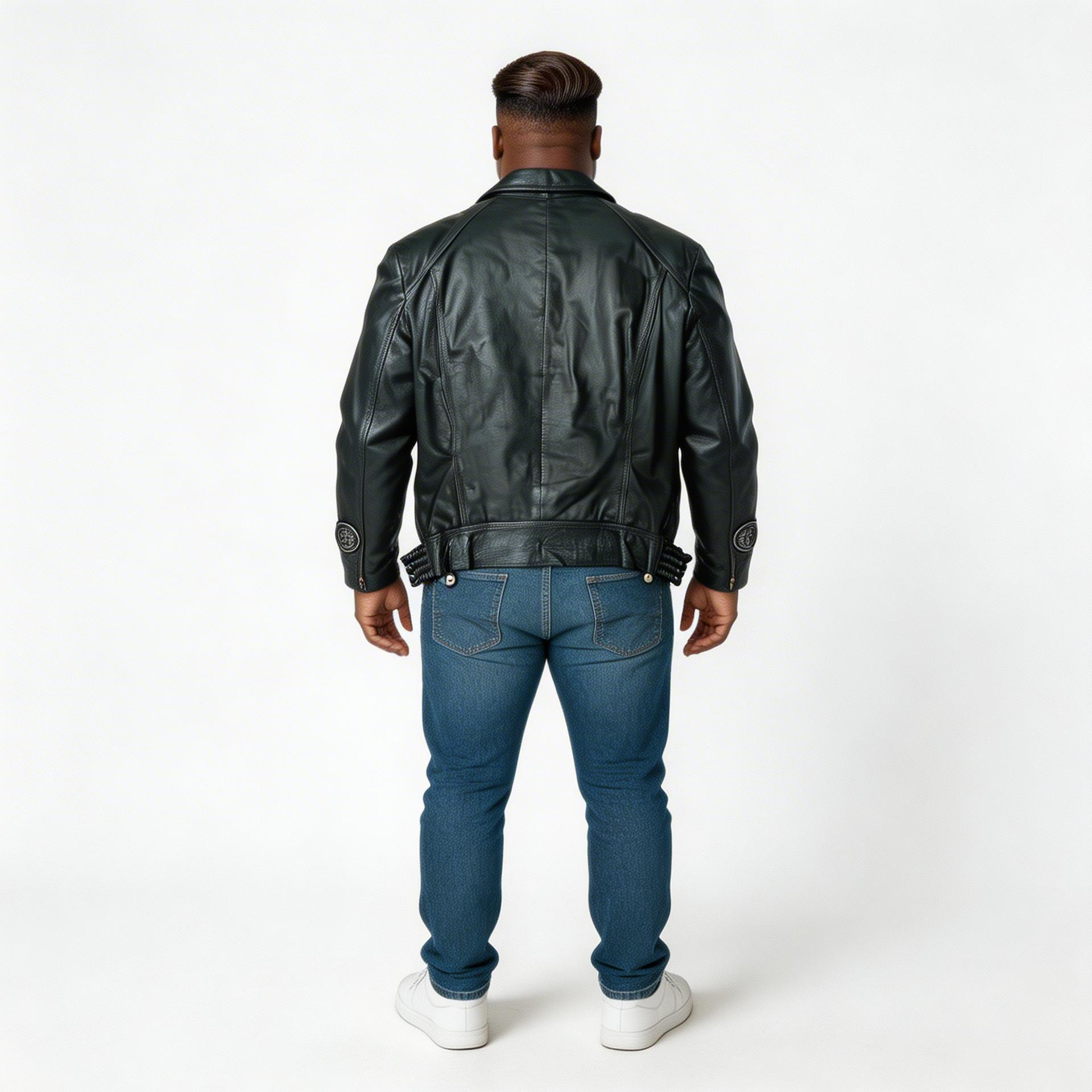 Black leather jacket for man.