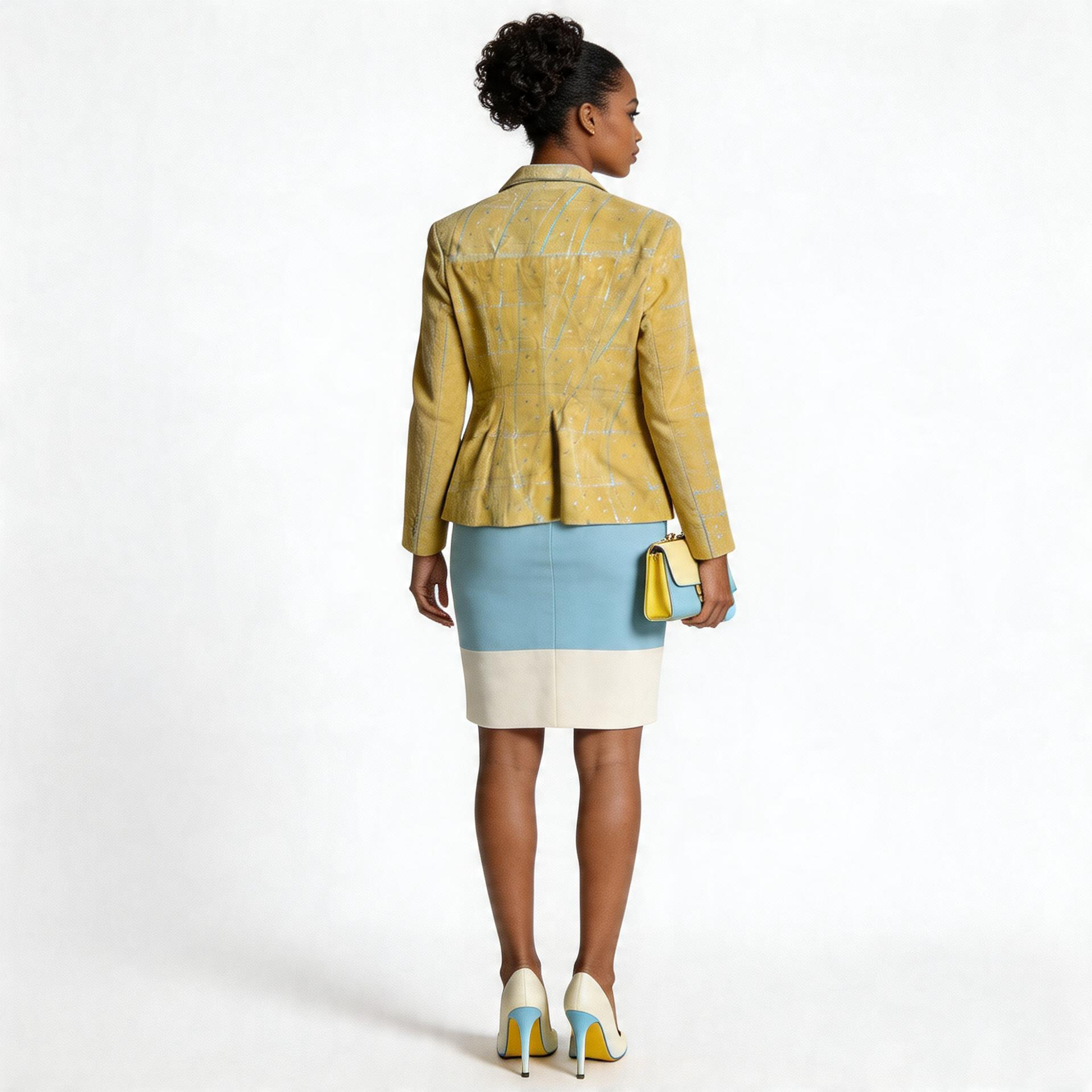 Ladies yellow mustered leather jacket.