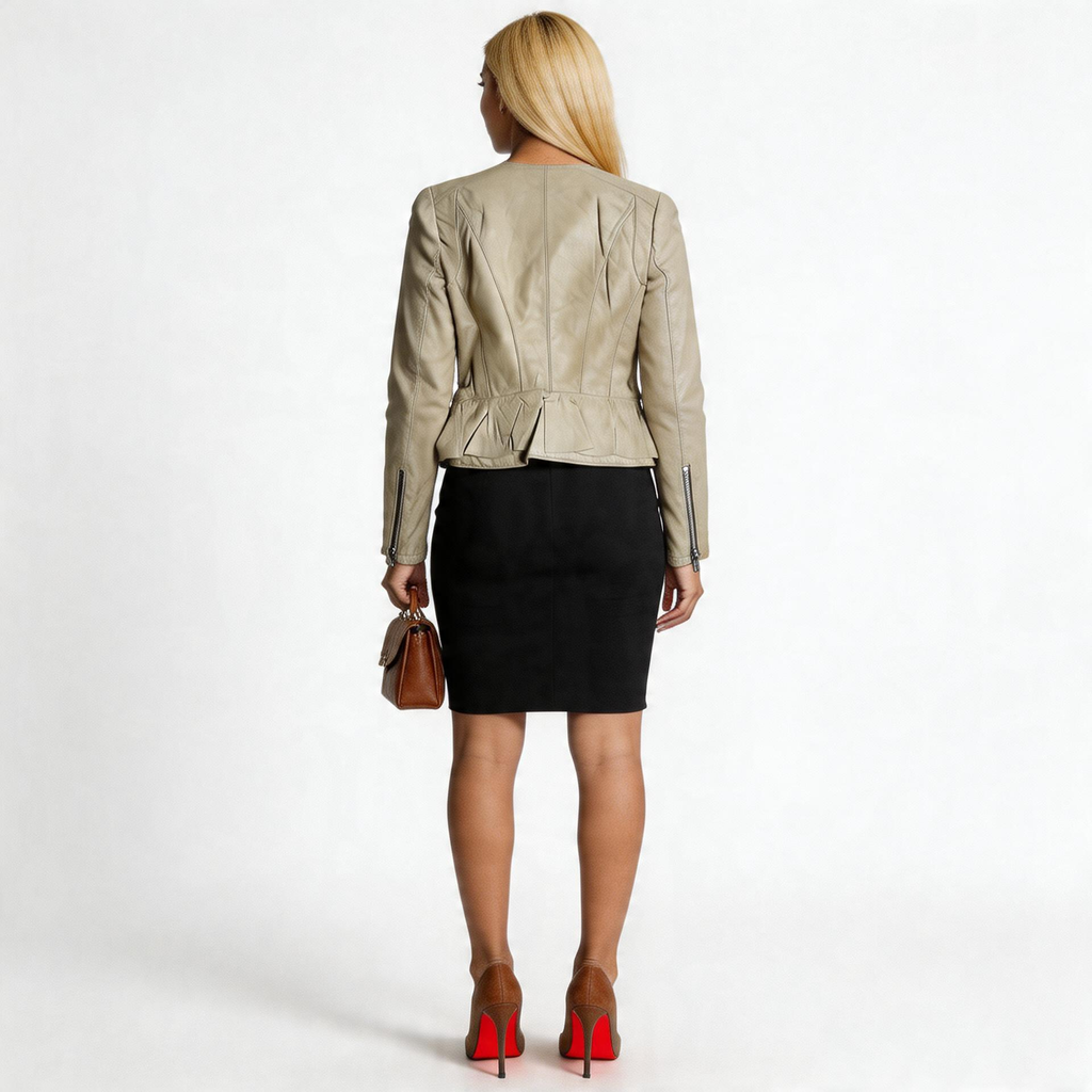 Ladies brown leather jacket.