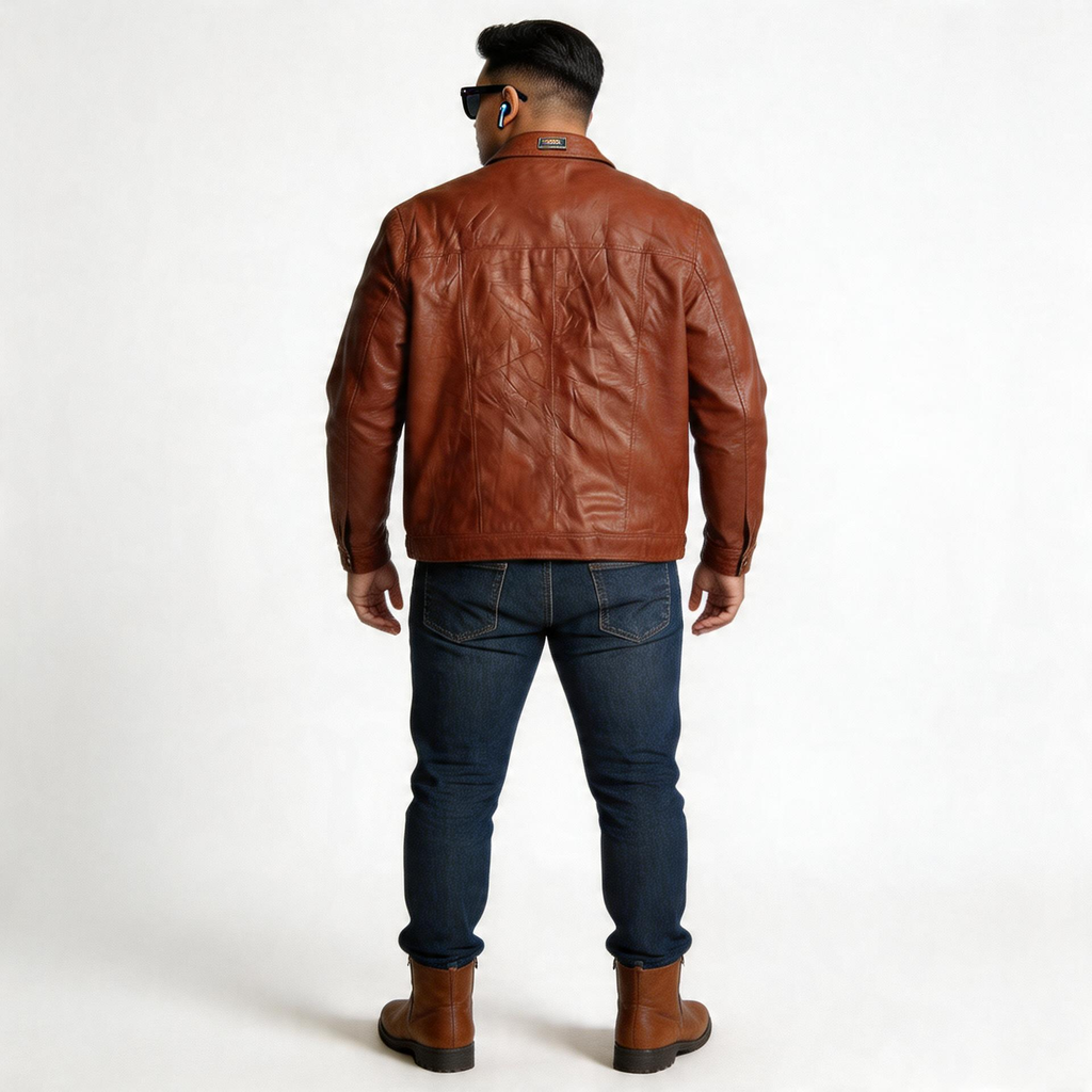 Red leather jacket for man.