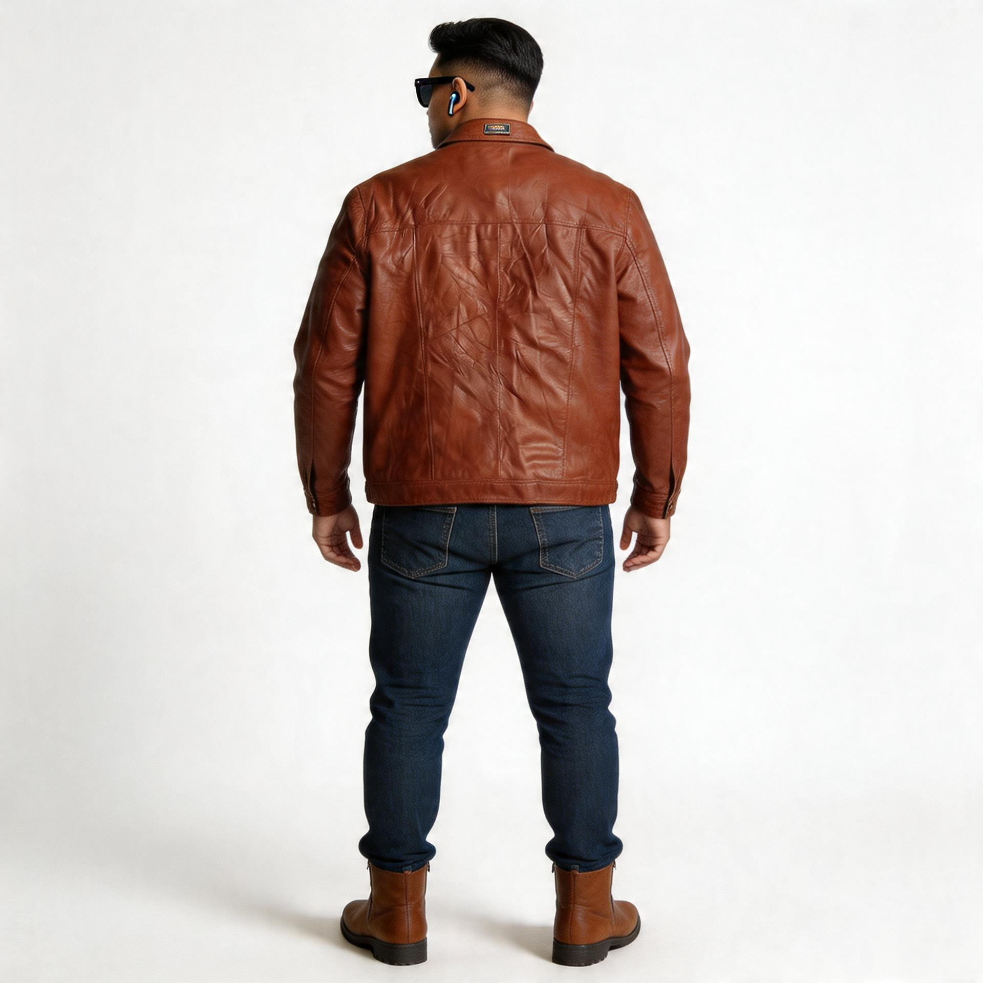 Red leather jacket for man.