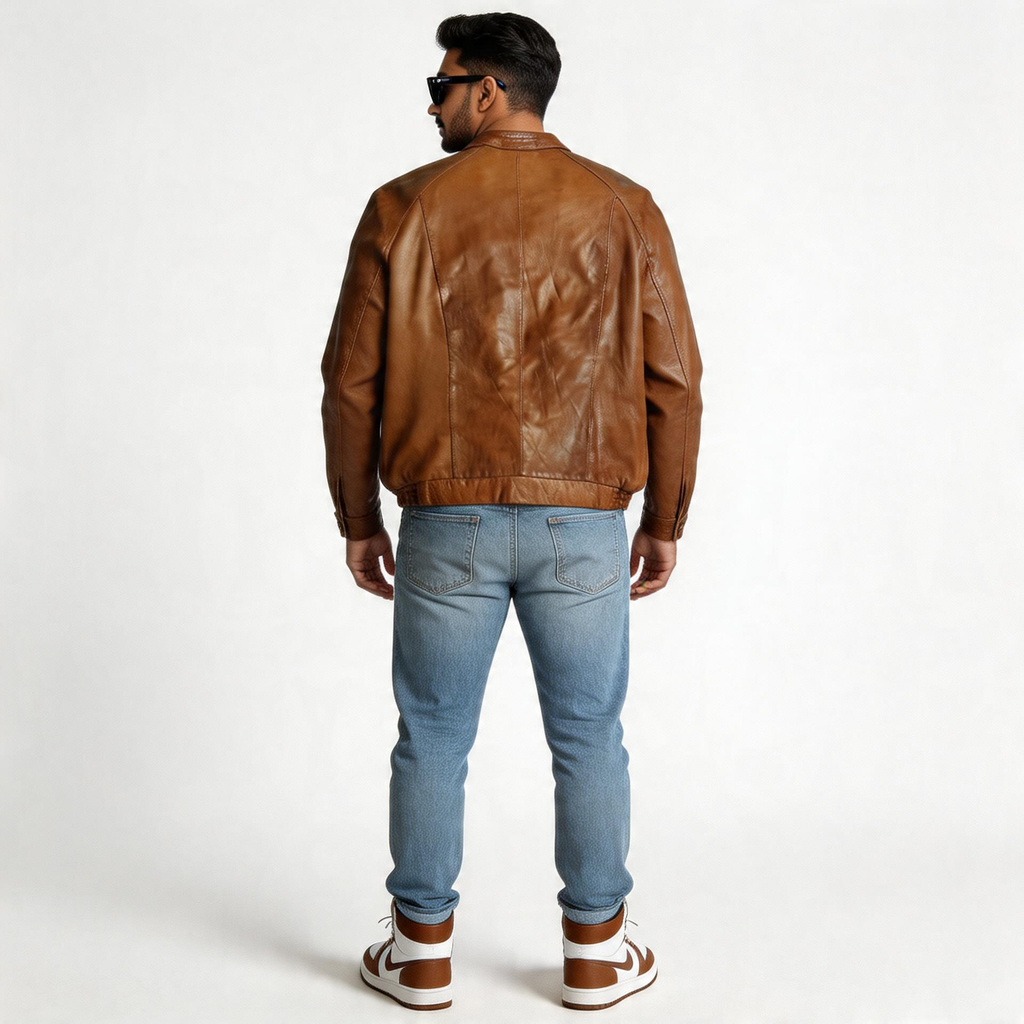 Brown leather jacket for man.