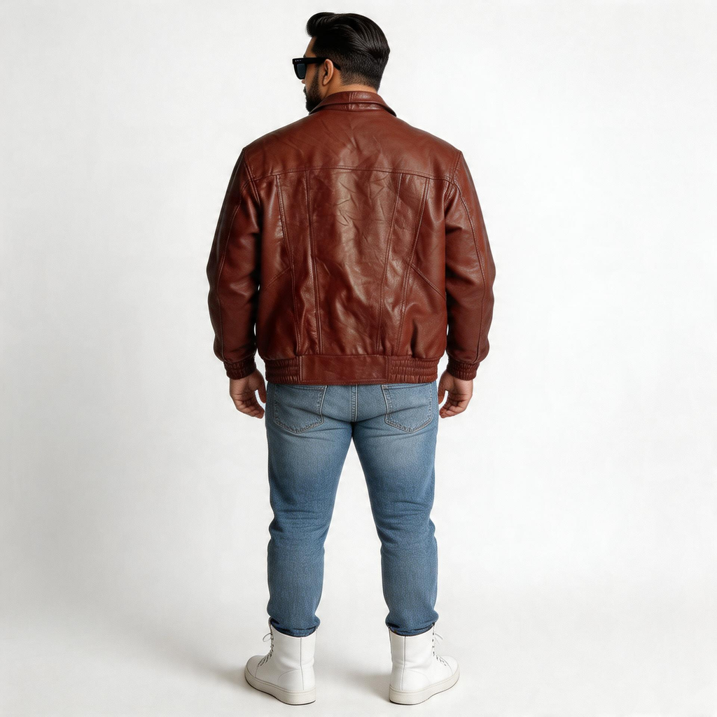 Red leather jacket for man.