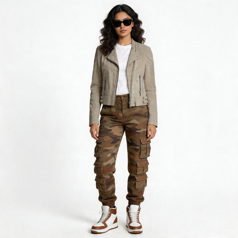 Ladies brown leather jacket.
