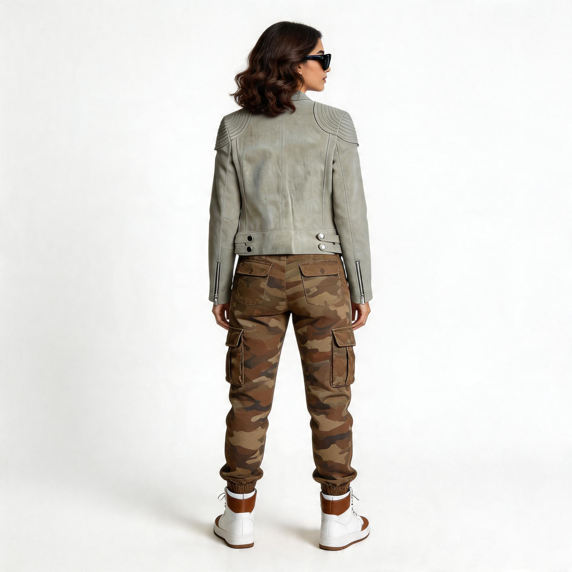 Ladies brown leather jacket.