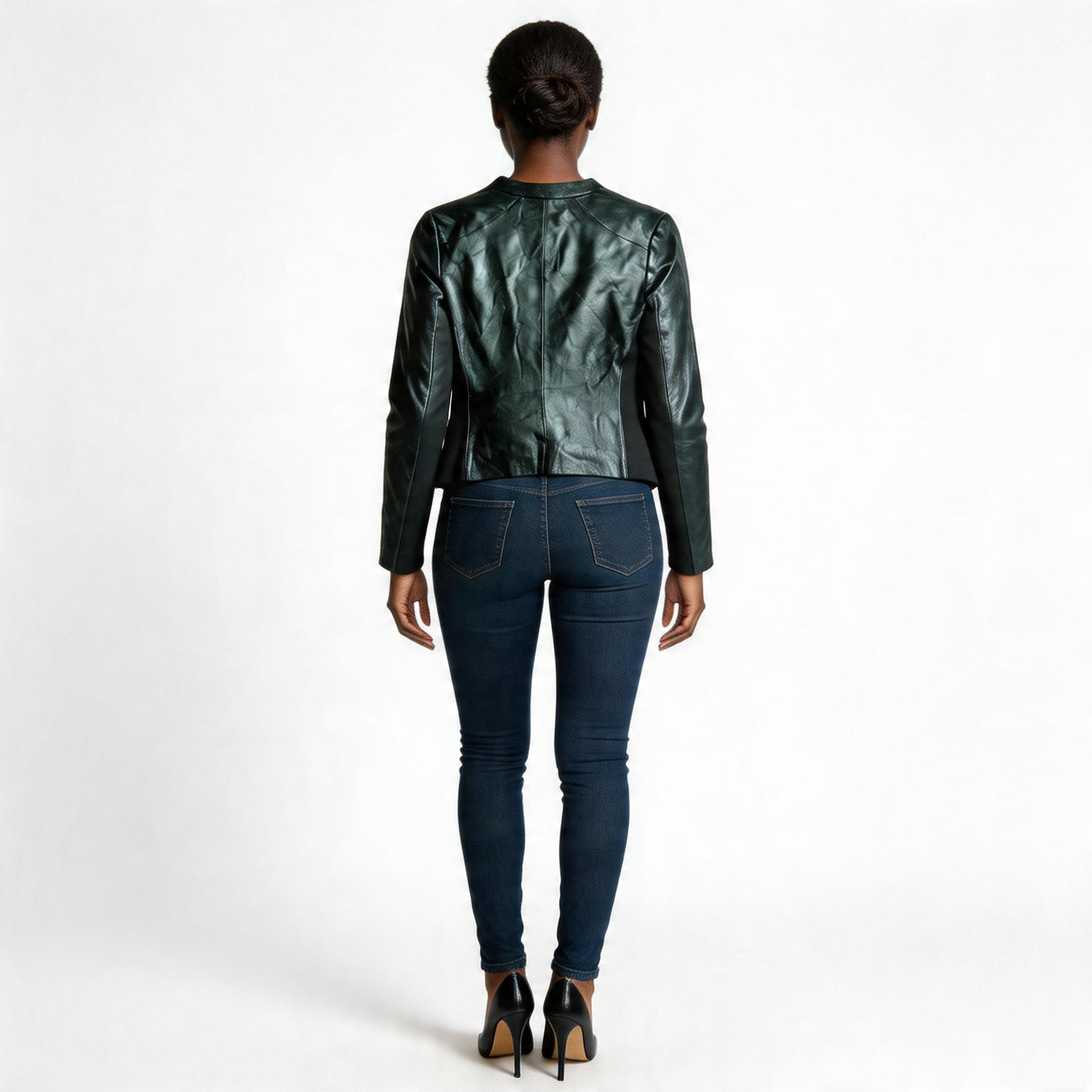 Ladies black leather jacket.