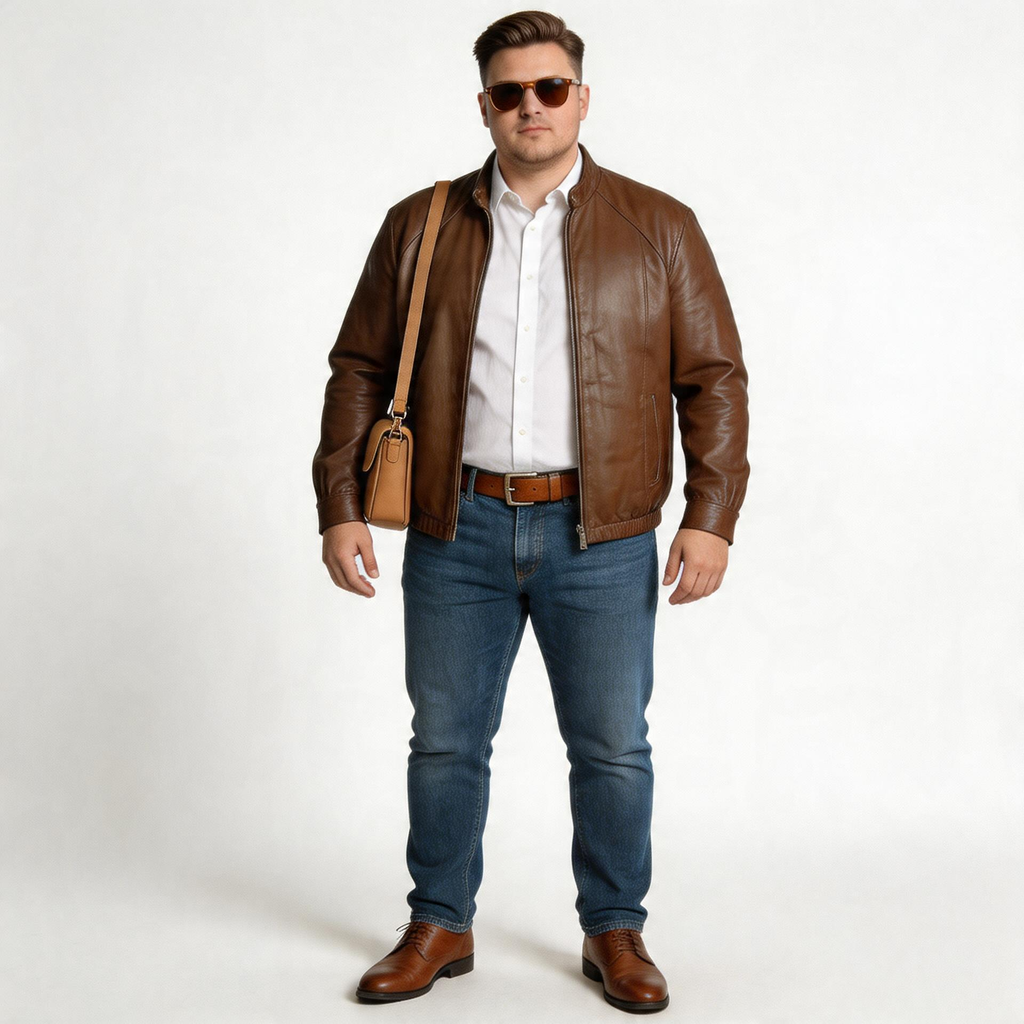 Brown leather jacket for man.