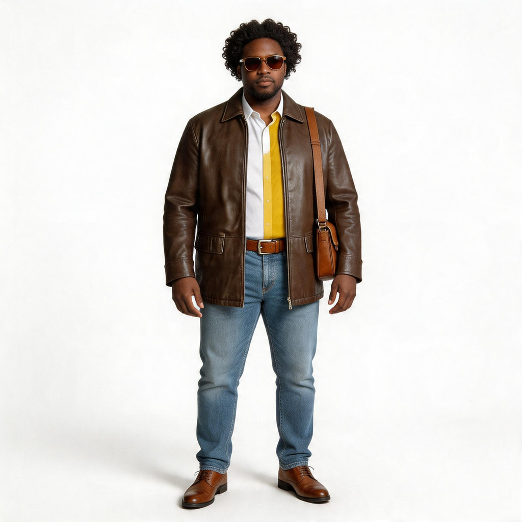 Brown leather jacket for man.