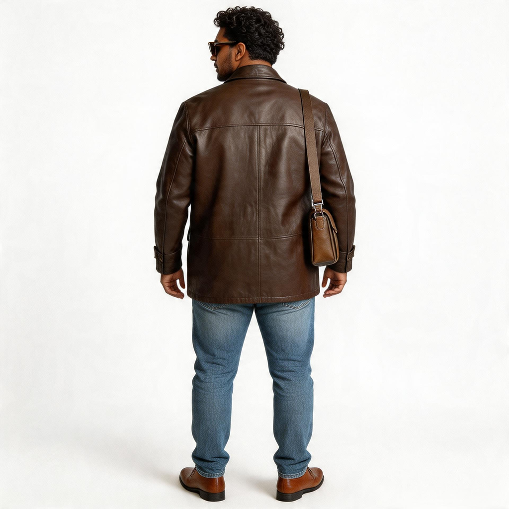 Brown leather jacket for man.